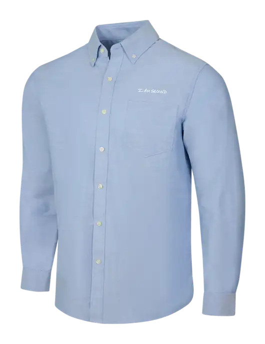 Light Blue SuperPro Oxford Shirt w/I Am Second Logo