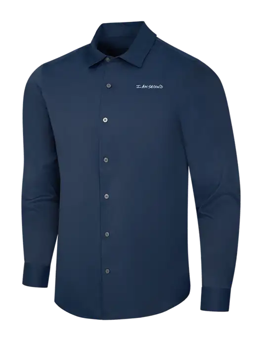 Navy City Stretch Shirt w/I Am Second Logo