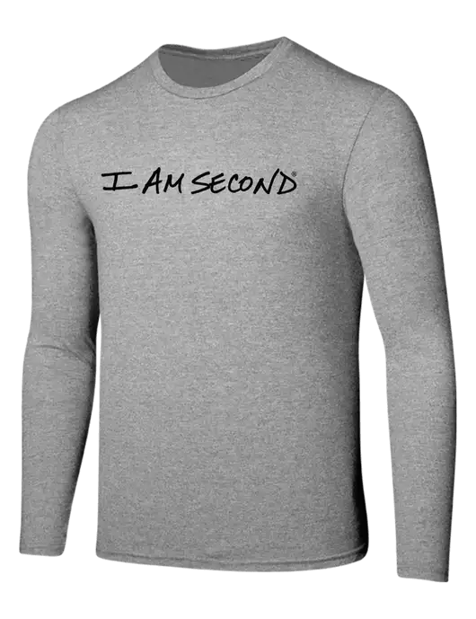 Seriously Soft Light Heathered Grey Long Sleeve T-Shirt w/I Am Second Logo