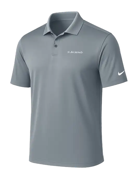 NIKE Medium Grey Victory Solid Polo w/I Am Second Logo