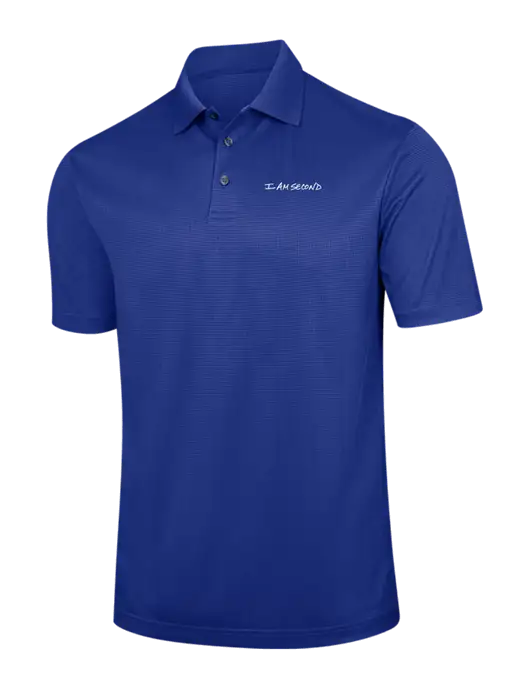 Dark Royal Blue Performance Fine Jacquard Polo w/I Am Second Logo