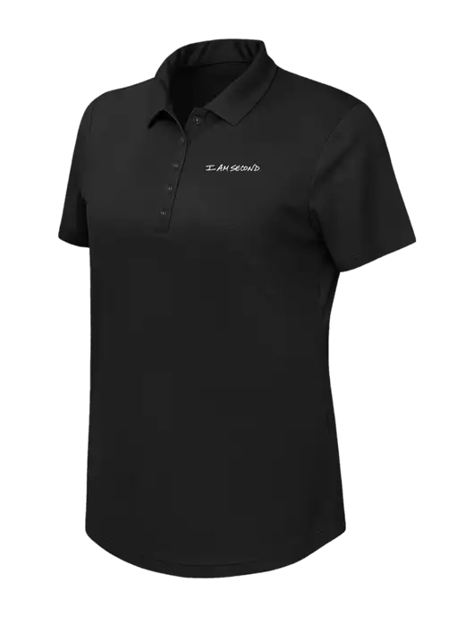 Callaway Womens Birdseye Black Polo w/I Am Second Logo