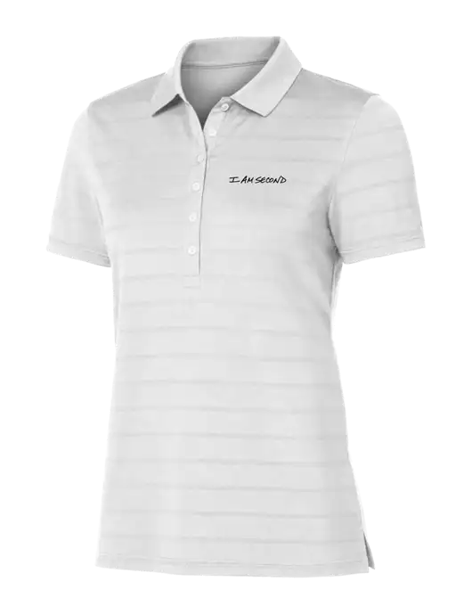 Callaway Womens Bright White Ventilated Polo w/I Am Second Logo