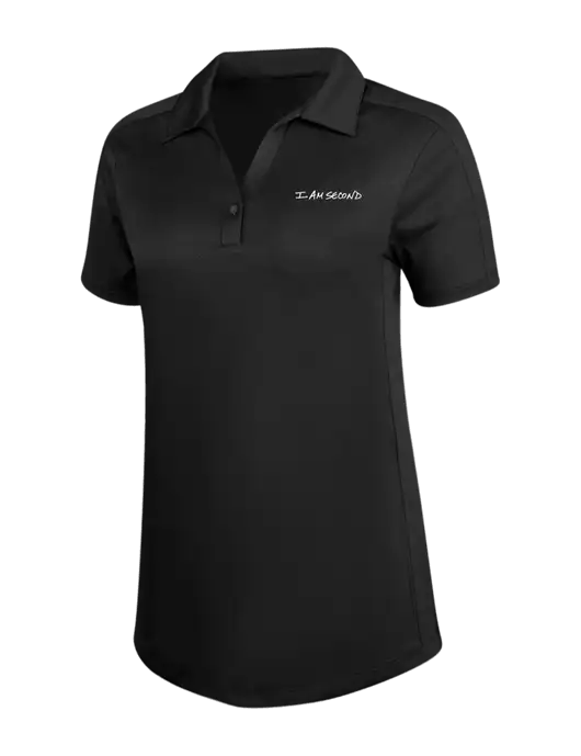 Womens Black Diamond Jacquard Polo w/I Am Second Logo
