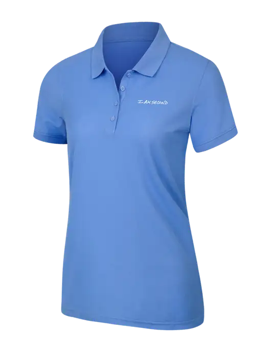 Carolina Blue Womens Core Classic Pique Polo w/I Am Second Logo
