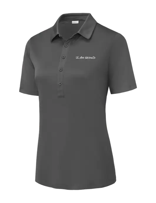Dark Smoke Grey Womens Posi-UV Pro Polo w/I Am Second Logo