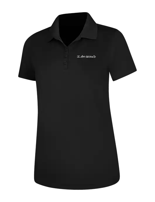 Black Womens Dry Zone UV Mesh Polo w/I Am Second Logo