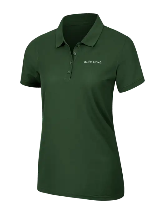 Dark Green Womens Core Classic Pique Polo w/I Am Second Logo