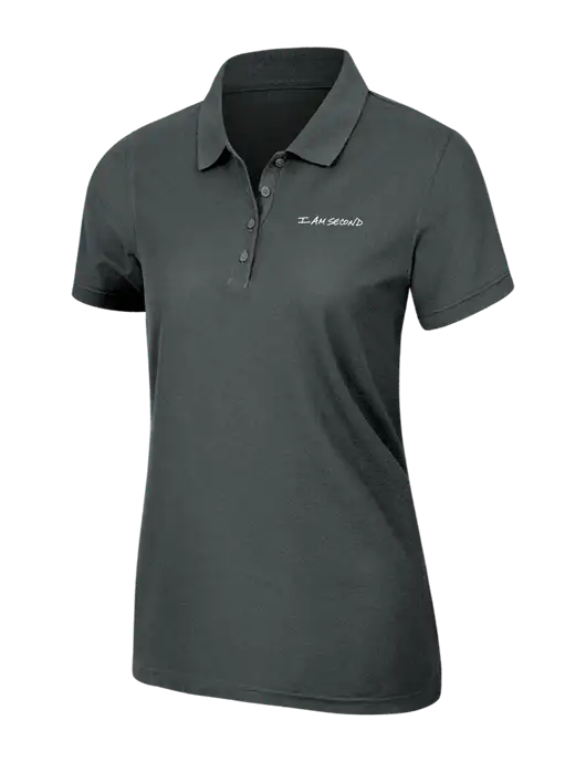 Dark Grey Womens Core Classic Pique Polo w/I Am Second Logo