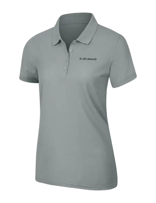 Light Grey Womens Core Classic Pique Polo w/I Am Second Logo