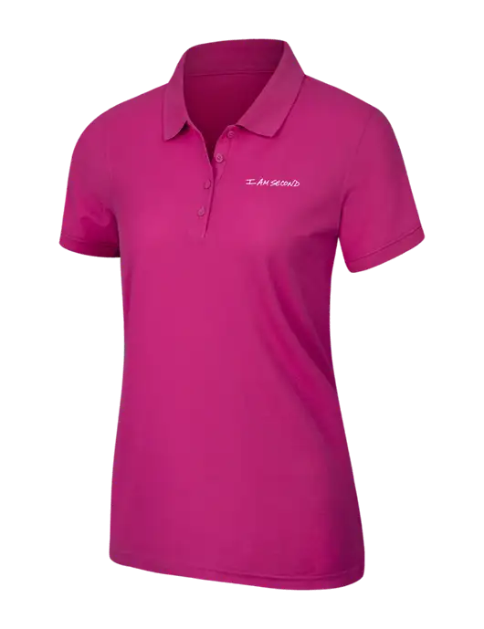 Pink Azalea Womens Core Classic Pique Polo w/I Am Second Logo