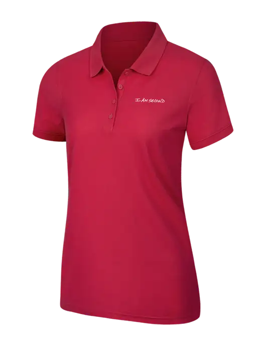 Red Womens Core Classic Pique Polo w/I Am Second Logo