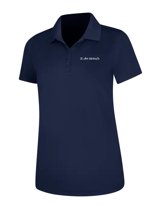 Dark Navy Womens Dry Zone UV Mesh Polo w/I Am Second Logo