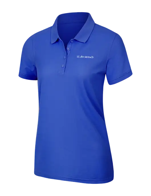 Dark Royal Womens Core Classic Pique Polo w/I Am Second Logo