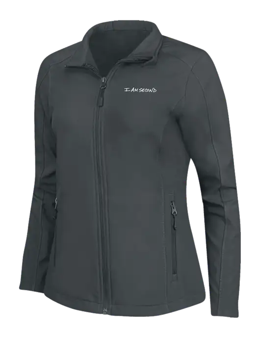 Charcoal Grey Womens Core Soft Shell Jacket w/I Am Second Logo