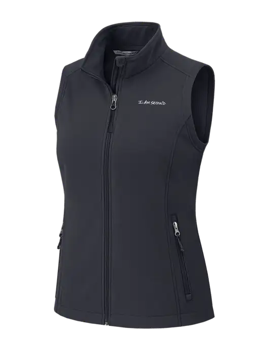 Charcoal Grey Womens Core Soft Shell Vest w/I Am Second Logo