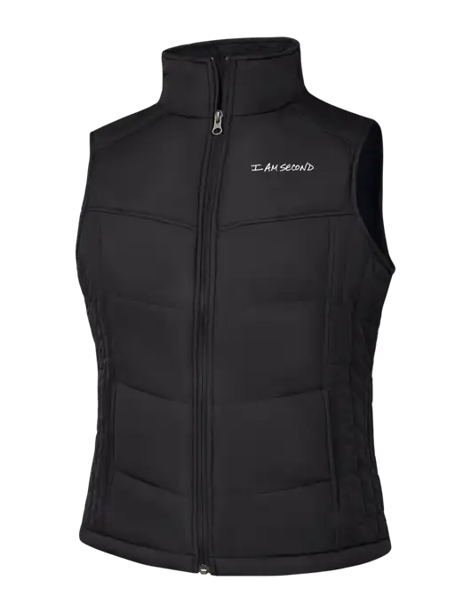 Womens Black/Black Vest w/I Am Second Logo
