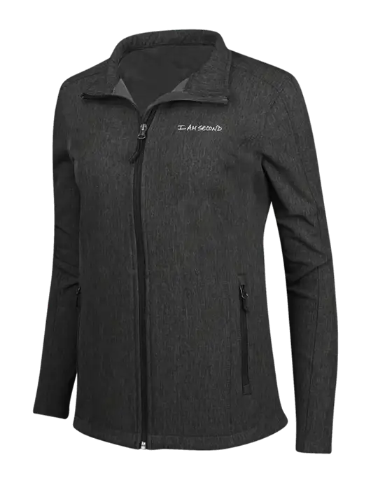 Black Charcoal Heather Womens Core Soft Shell Jacket w/I Am Second Logo