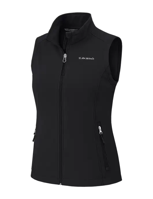 Black Womens Core Soft Shell Vest w/I Am Second Logo