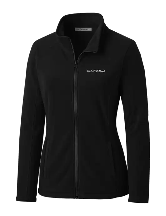 Black Womens Microfleece Jacket w/I Am Second Logo