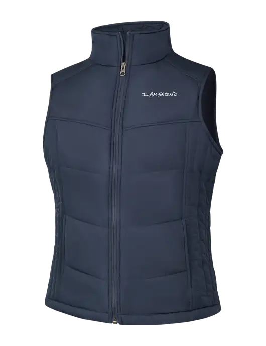  Womens Dark Slate/Black Puffy Vest w/I Am Second Logo