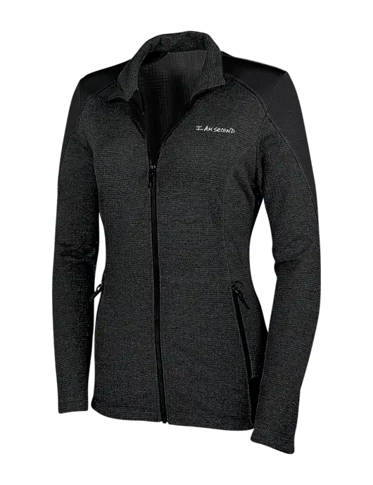 Womens Black Grid Fleece Jacket w/I Am Second Logo