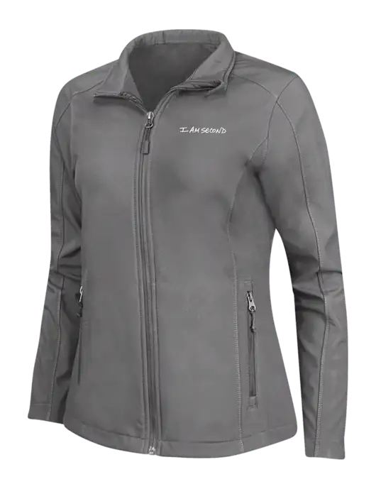 Medium Grey Womens Core Soft Shell Jacket w/I Am Second Logo