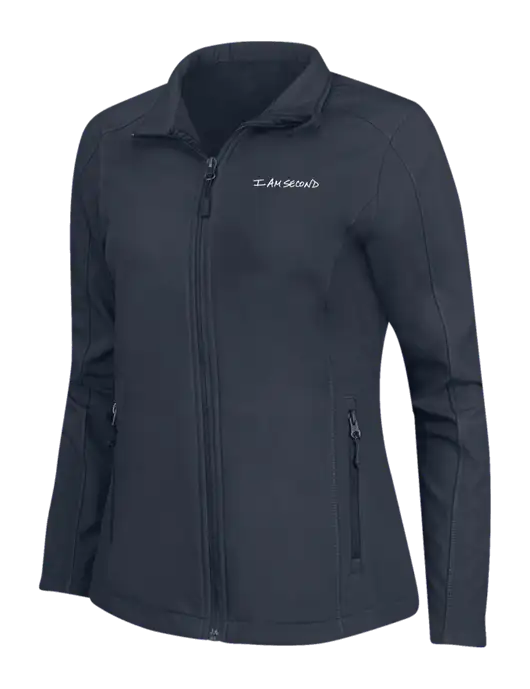 Navy Womens Core Soft Shell Jacket w/I Am Second Logo