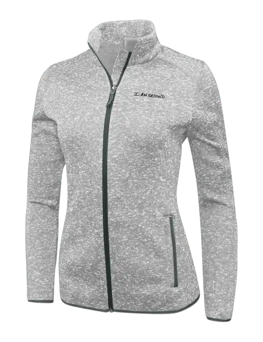 Grey Heather Womens Sweater Fleece Jacket w/I Am Second Logo