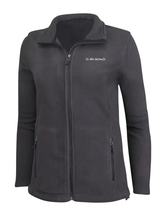 Womens Fleece Dark Grey Jacket w/I Am Second Logo
