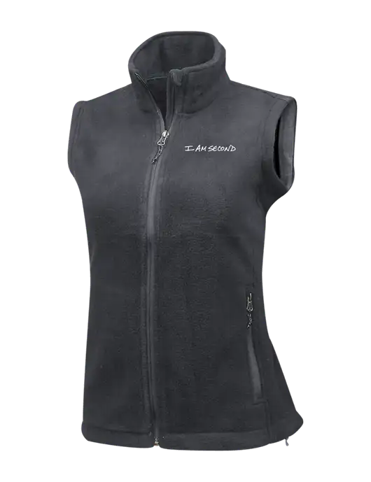 Medium Grey Womens Fleece Vest w/I Am Second Logo