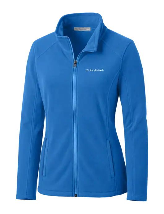 Light Royal Womens Microfleece Jacket w/I Am Second Logo