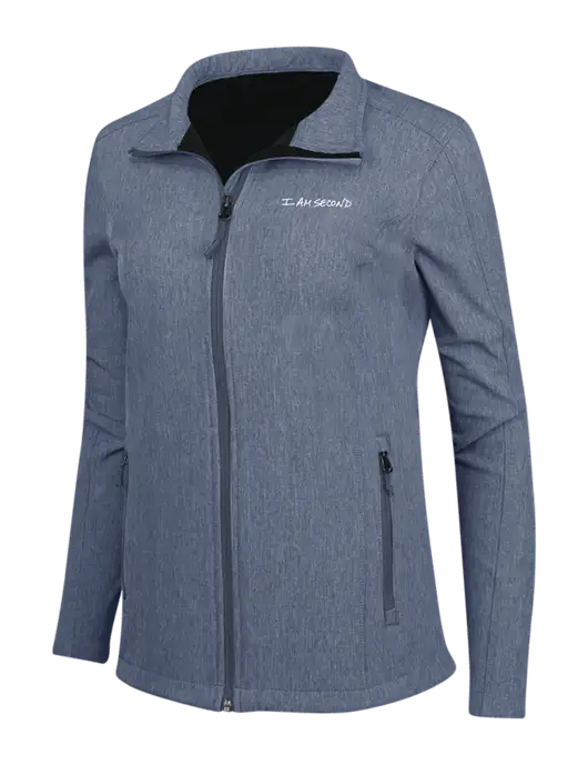 Navy Heather Womens Core Soft Shell Jacket w/I Am Second Logo