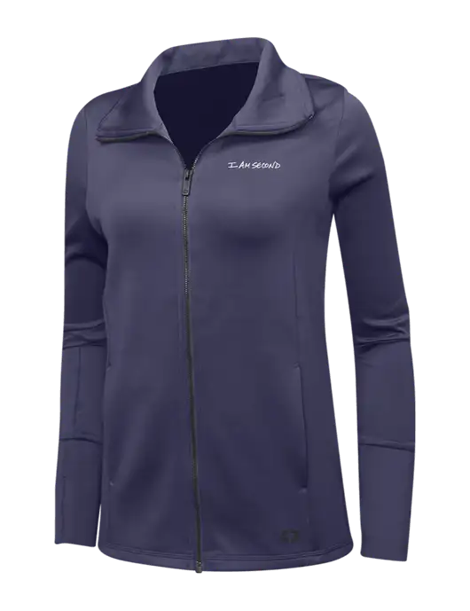 OGIO Navy Womens Endurance Modern Performance Full-Zip w/I Am Second Logo