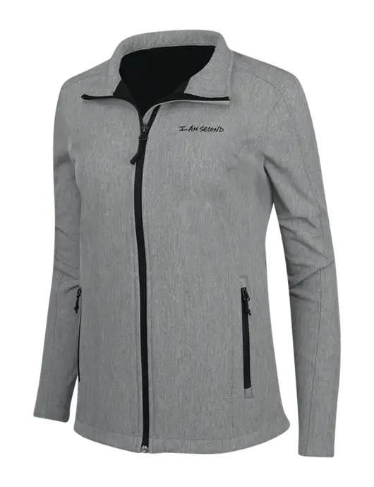 Medium Grey Heather Womens Core Soft Shell Jacket w/I Am Second Logo