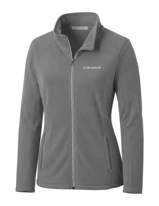 Medium Grey Womens Microfleece Jacket w/I Am Second Logo
