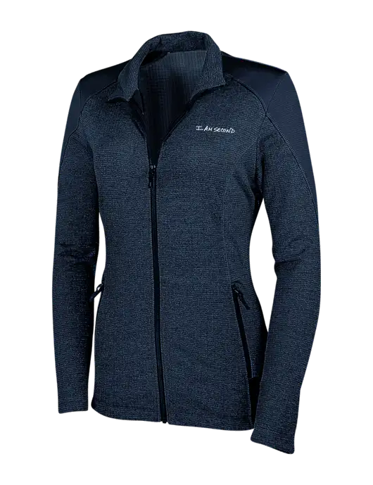 Navy Womens Grid Fleece Jacket w/I Am Second Logo
