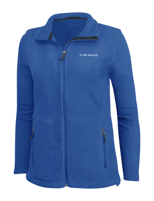 Womens Dark Royal Fleece Jacket w/I Am Second Logo