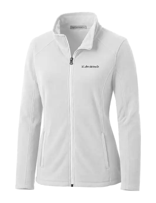 White Womens Microfleece Jacket w/I Am Second Logo