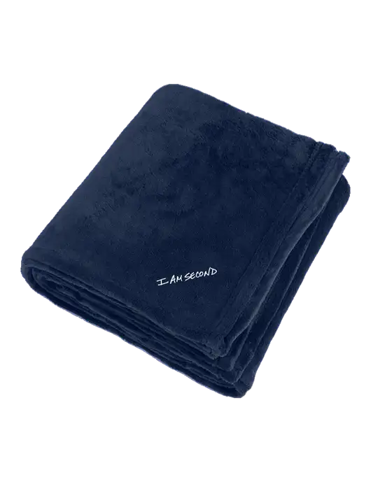 Oversized Deep Navy Ultra Plush Blanket w/I Am Second Logo