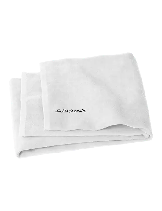 White Beach Towel w/I Am Second Logo