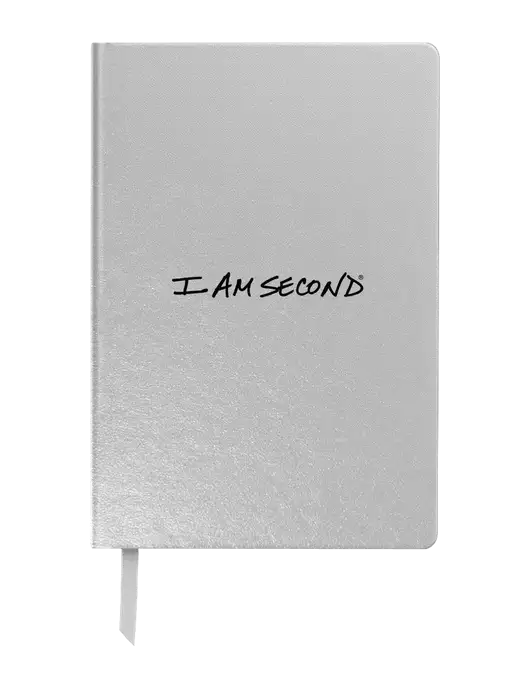 Achieve Silver Hardcover Journal, 5.5 x 8.37 w/I Am Second Logo