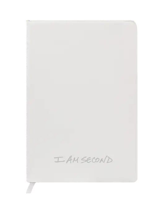 Fabrizio White Hard Cover 5.75 x 8.3  Journal w/I Am Second Logo