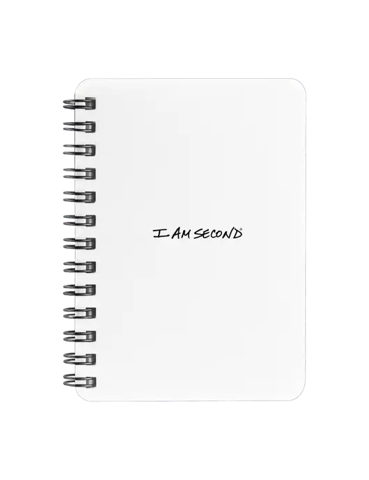 Sturdy White Hardcover Notebook, 5.25 x 7 w/I Am Second Logo