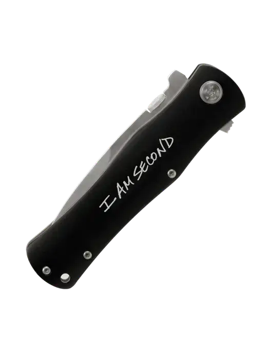 Black Folding Knife with Pocket Clip w/I Am Second Logo