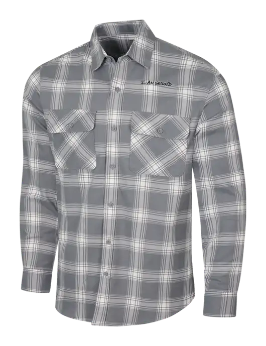 Medium Grey/Cream Plaid Flannel Shirt w/I Am Second Logo