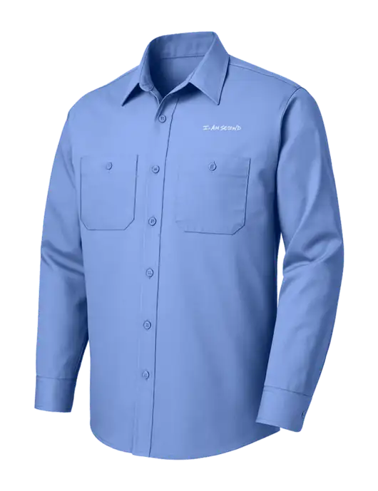 Red Kap Carolina Blue Long Sleeve Work Shirt w/I Am Second Logo
