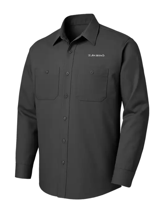 Red Kap Charcoal Long Sleeve Work Shirt w/I Am Second Logo