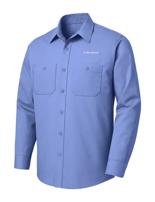 Red Kap Light Blue Long Sleeve Work Shirt w/I Am Second Logo