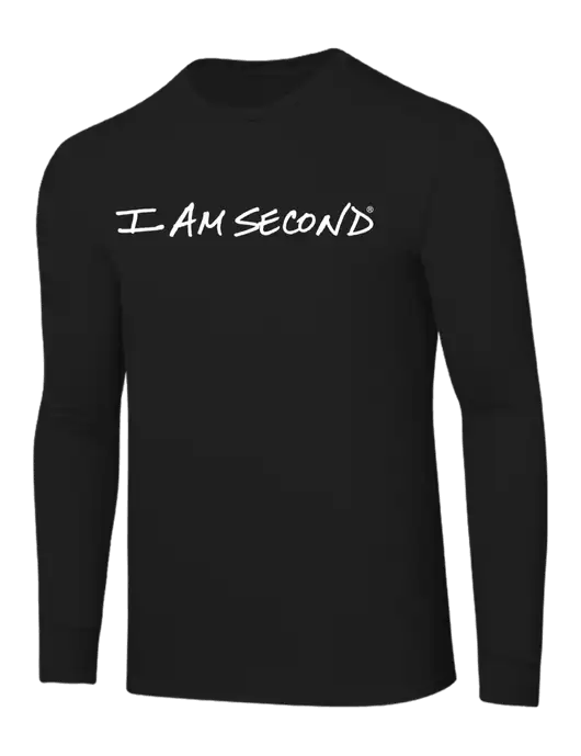 Core Blend Black Long Sleeve Tee w/I Am Second Logo